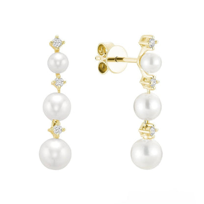 Cultured Pearl & Diamonds Stud Earrings