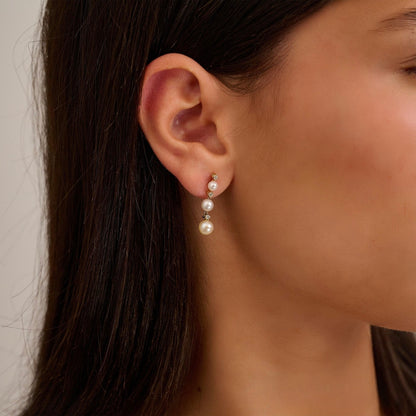 Cultured Pearl & Diamonds Stud Earrings