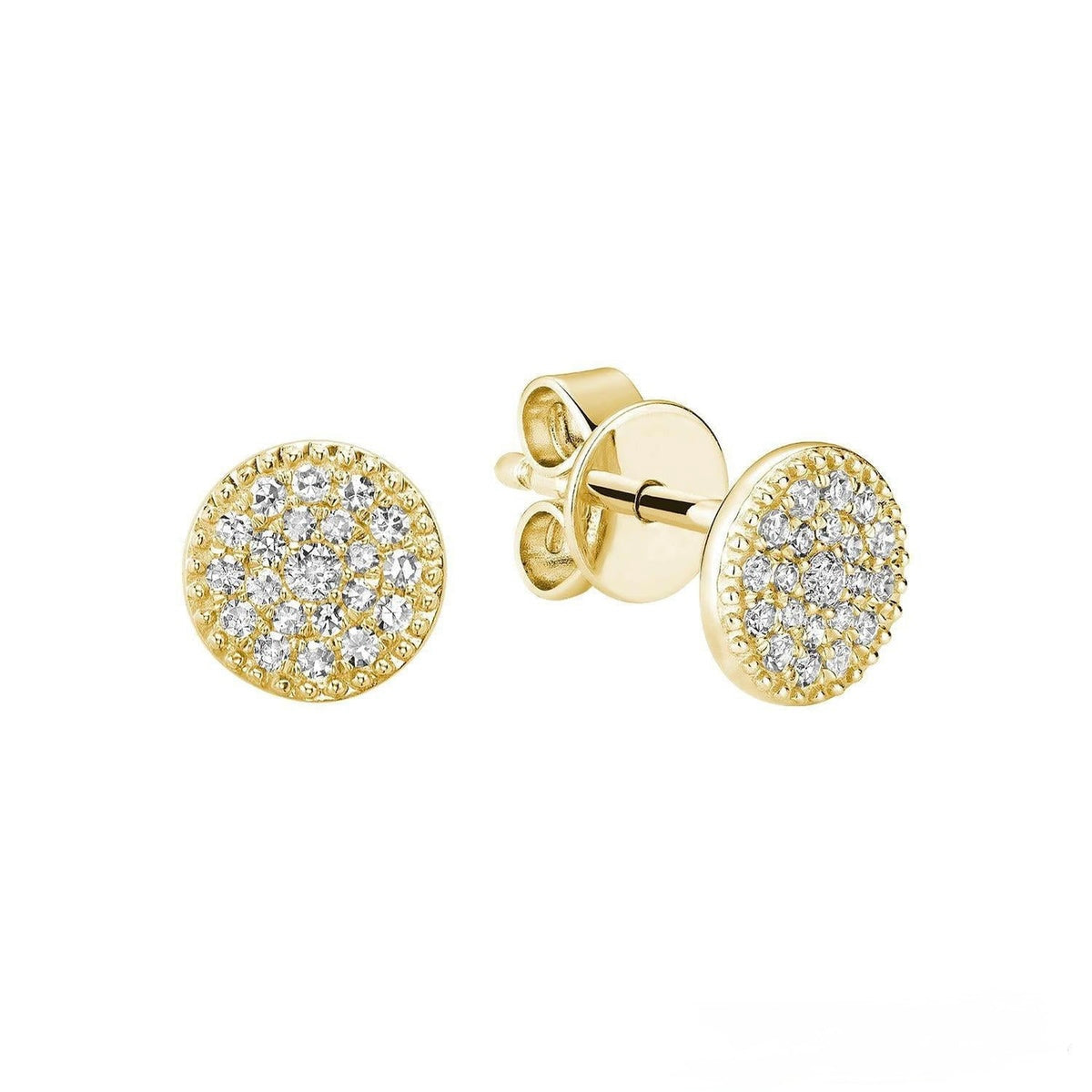 Round Millgrain Diamond Stud Earrings