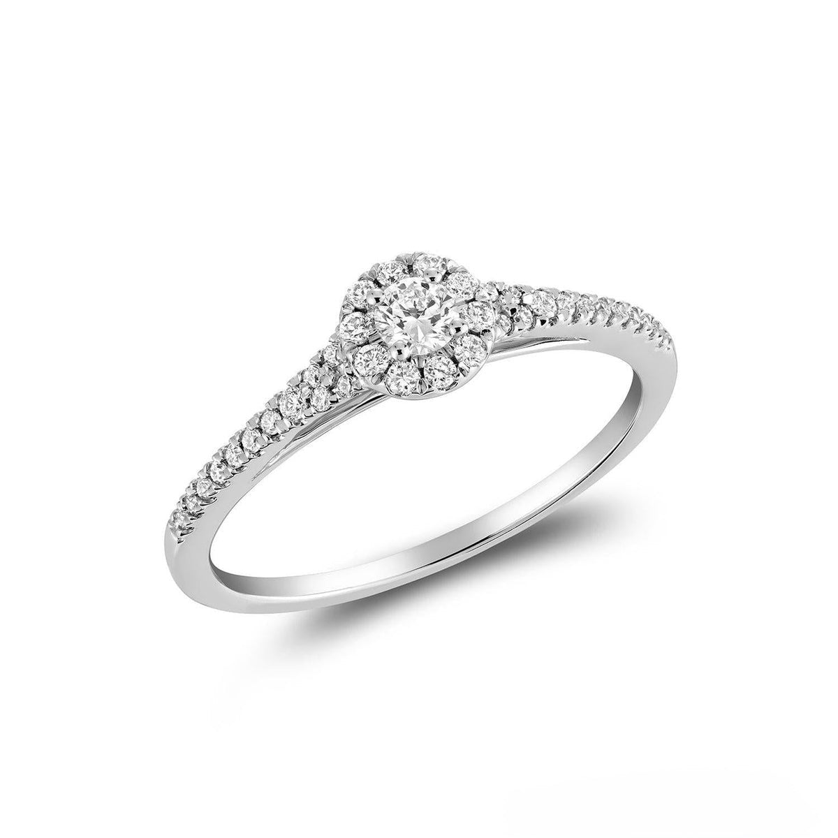 Pave Round Halo Diamond Ring/Engagement Ring