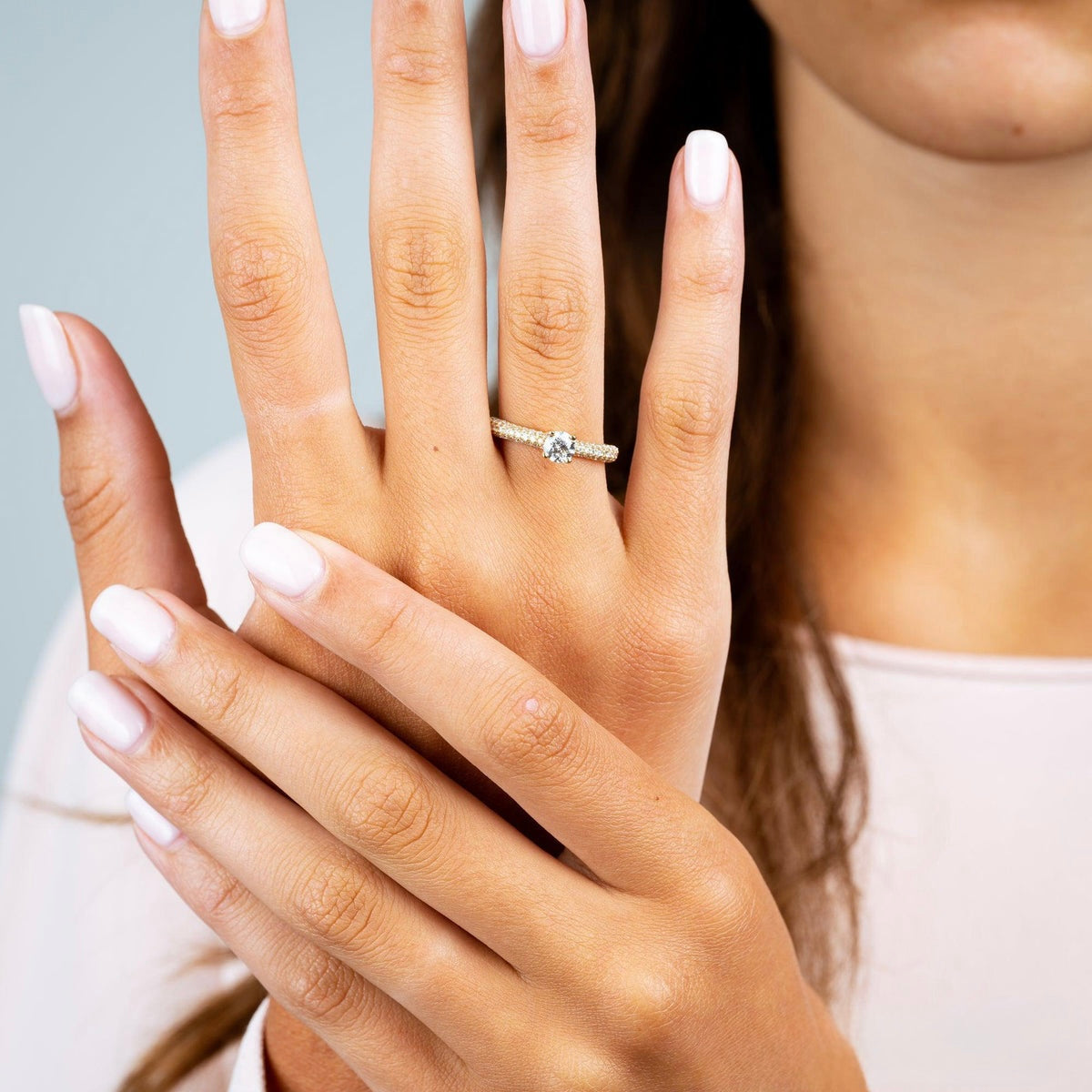 Solitaire Pave Diamond Ring/Engagement Ring