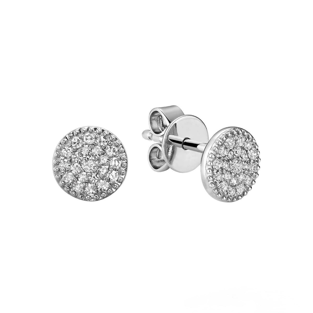 Round Millgrain Diamond Stud Earrings