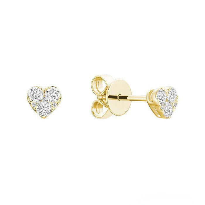 Pave Heart Diamond Stud Earrings