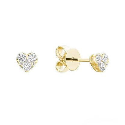Pave Heart Diamond Stud Earrings