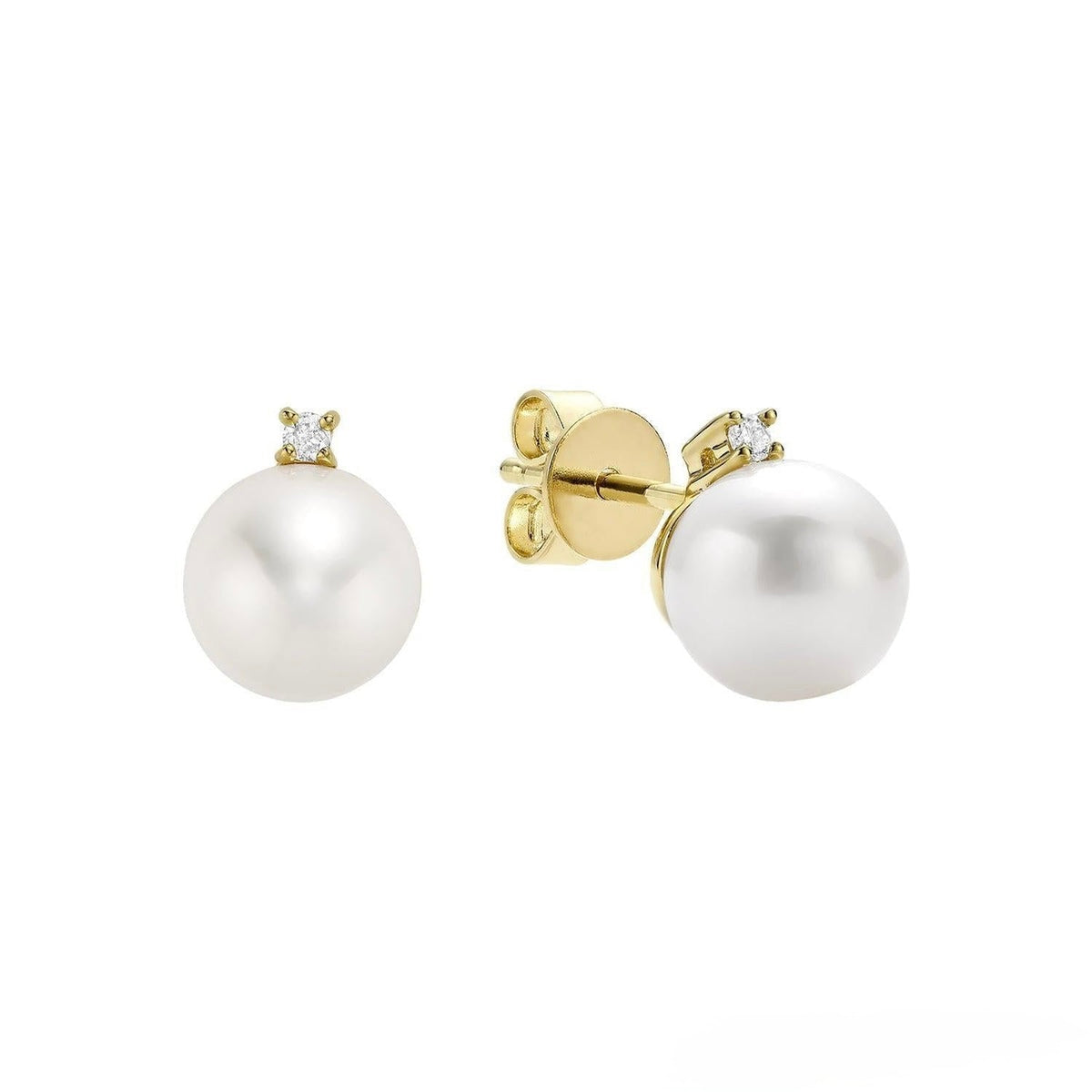 Cultured Pearl & Diamond Stud Earrings