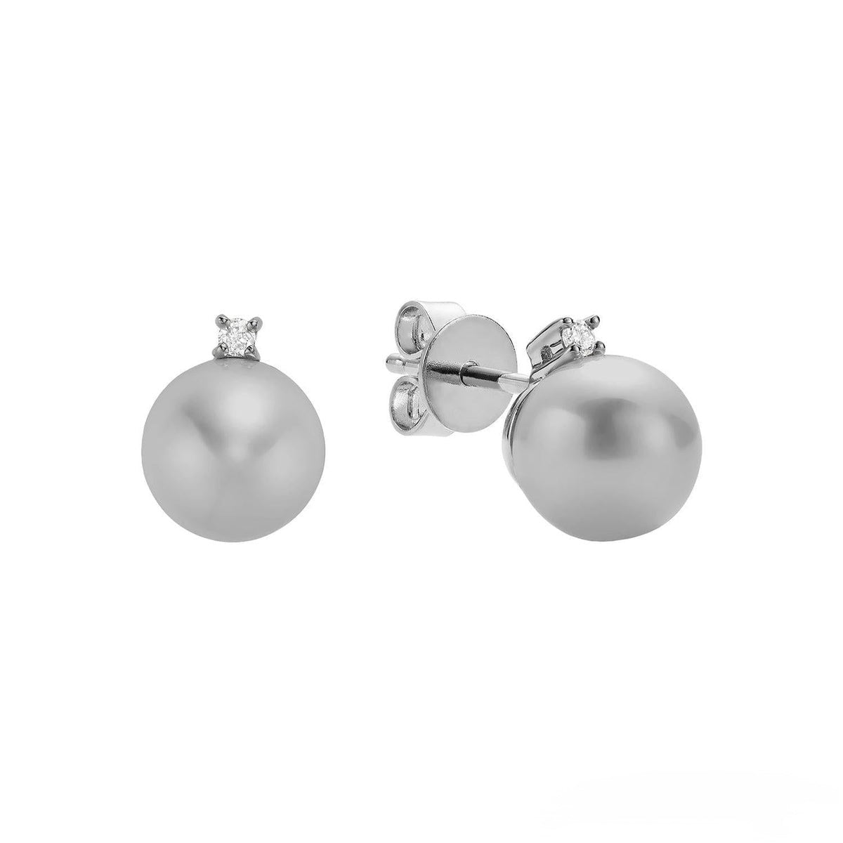 Cultured Pearl & Diamond Stud Earrings