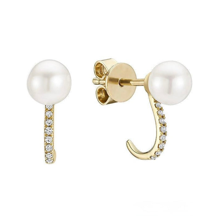 Cultured Pearl & Diamond Ear Wrap Stud Earrings