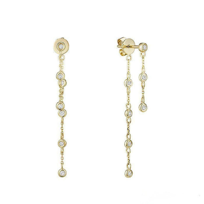 Double Chain Diamond Bezel Dangle