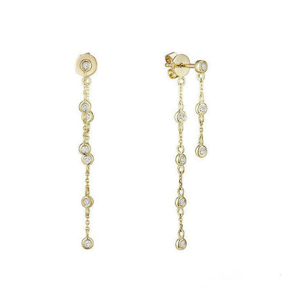 Double Chain Diamond Bezel Dangle