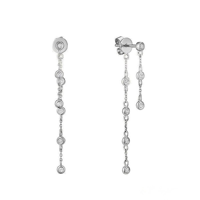 Double Chain Diamond Bezel Dangle