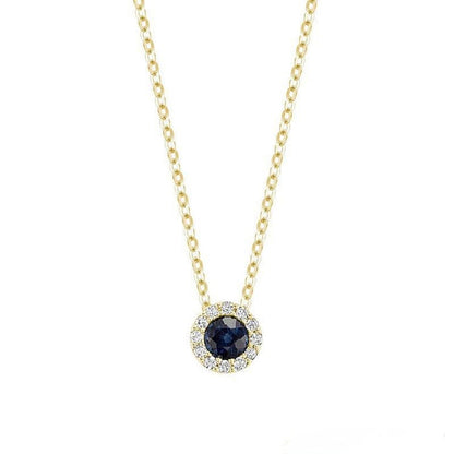Precious Stone & Halo Diamond Pendant