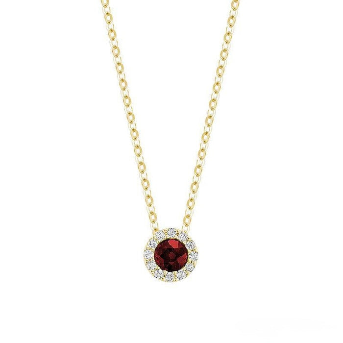Precious Stone & Halo Diamond Pendant