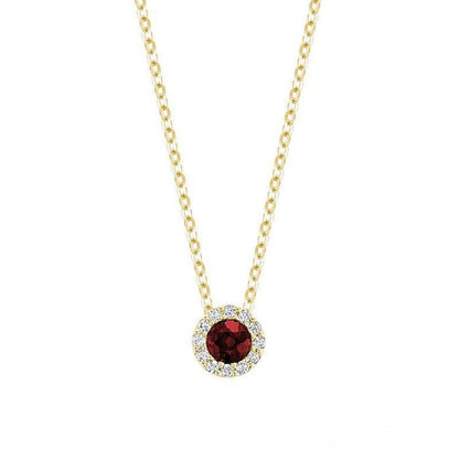 Precious Stone & Halo Diamond Pendant