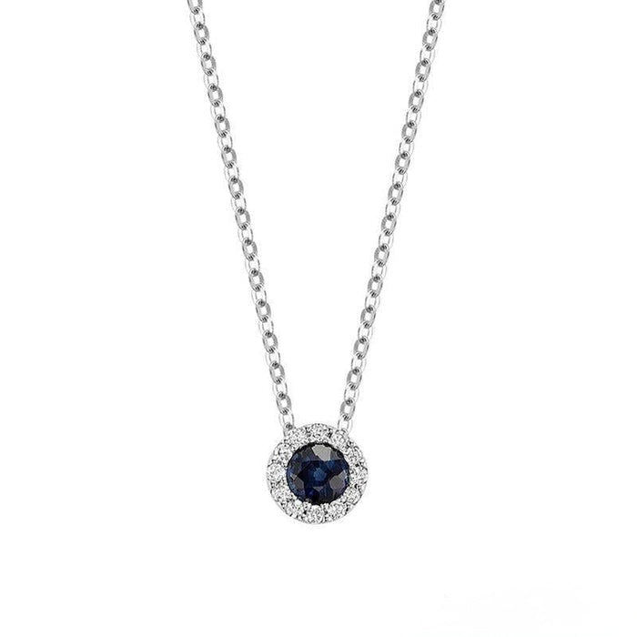 Precious Stone & Halo Diamond Pendant