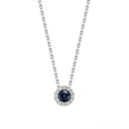 Precious Stone & Halo Diamond Pendant