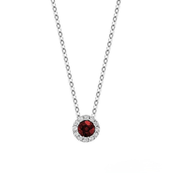 Precious Stone & Halo Diamond Pendant