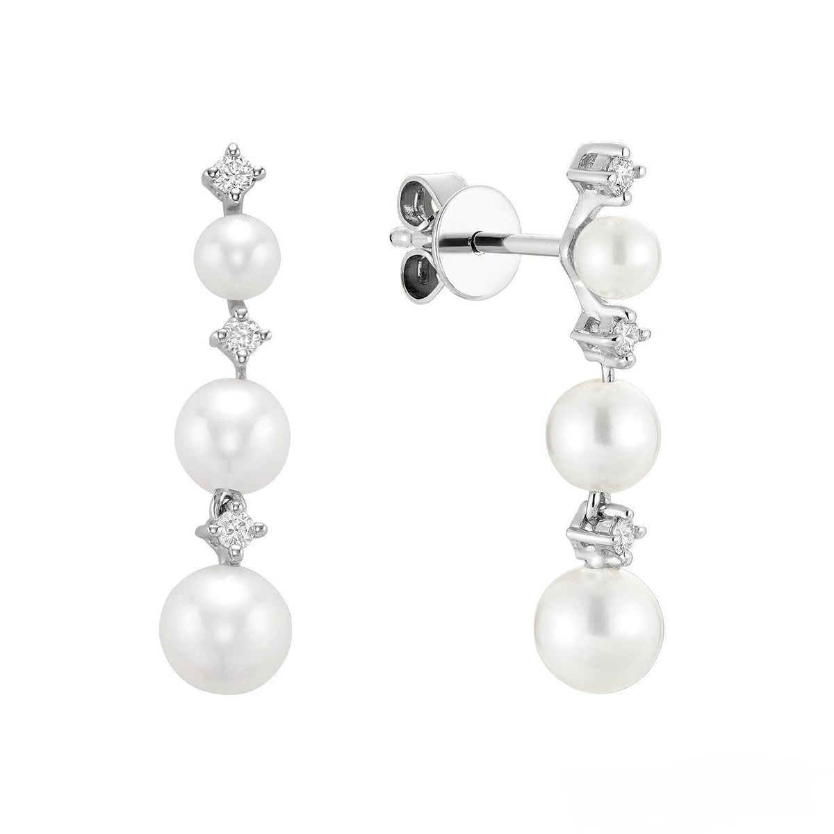 Cultured Pearl & Diamonds Stud Earrings