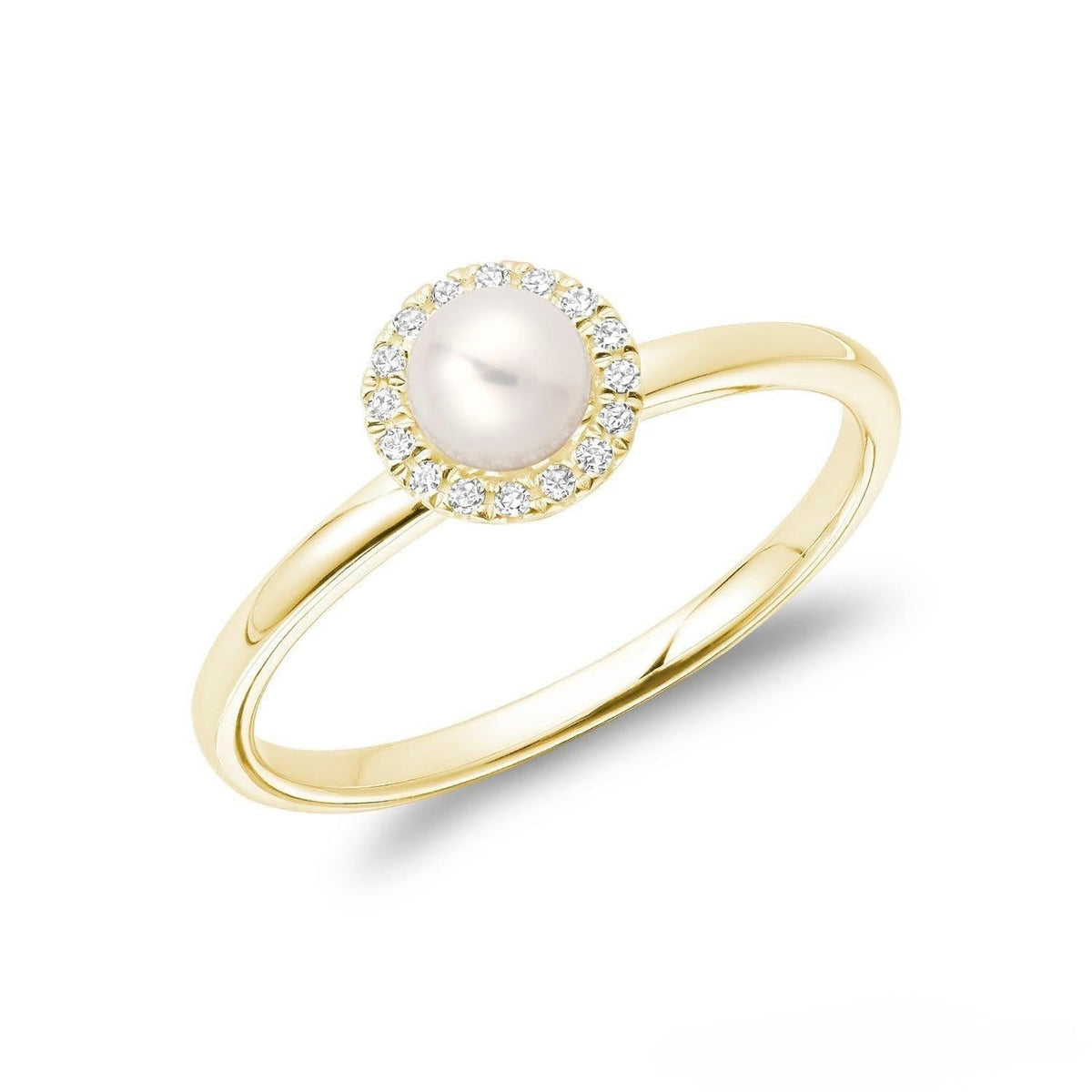 Pearl & Halo Diamond Ring
