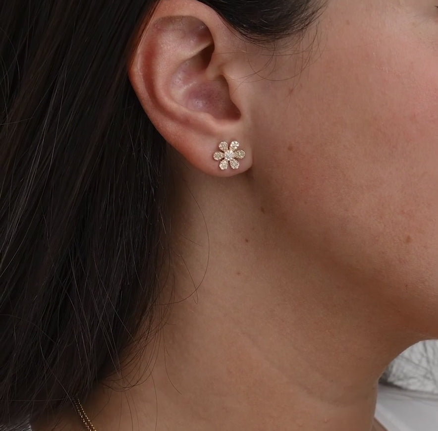 Flower Diamond Stud Earrings