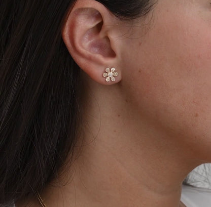 Flower Diamond Stud Earrings