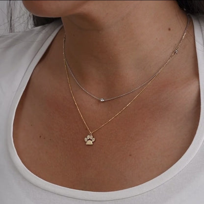 Paw Print Diamond Necklace