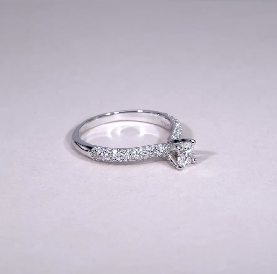 Solitaire Pave Diamond Ring/Engagement Ring
