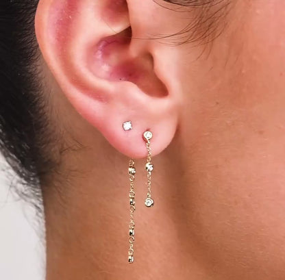 Double Chain Diamond Bezel Dangle