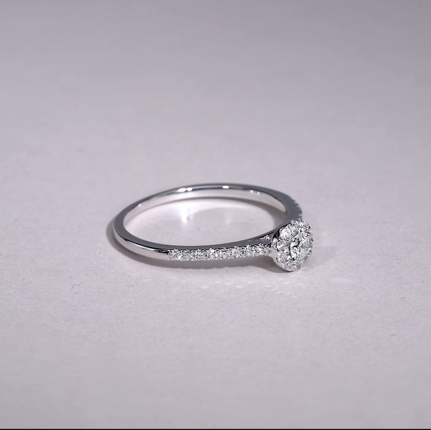 Round Diamond Halo Ring/Bridal Ring