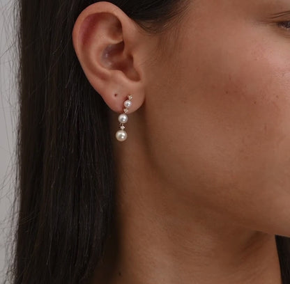 Cultured Pearl & Diamonds Stud Earrings