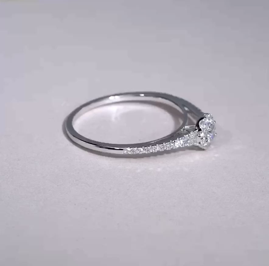 Pave Round Halo Diamond Ring/Engagement Ring