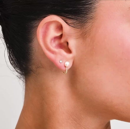 Cultured Pearl & Diamond Ear Wrap Stud Earrings